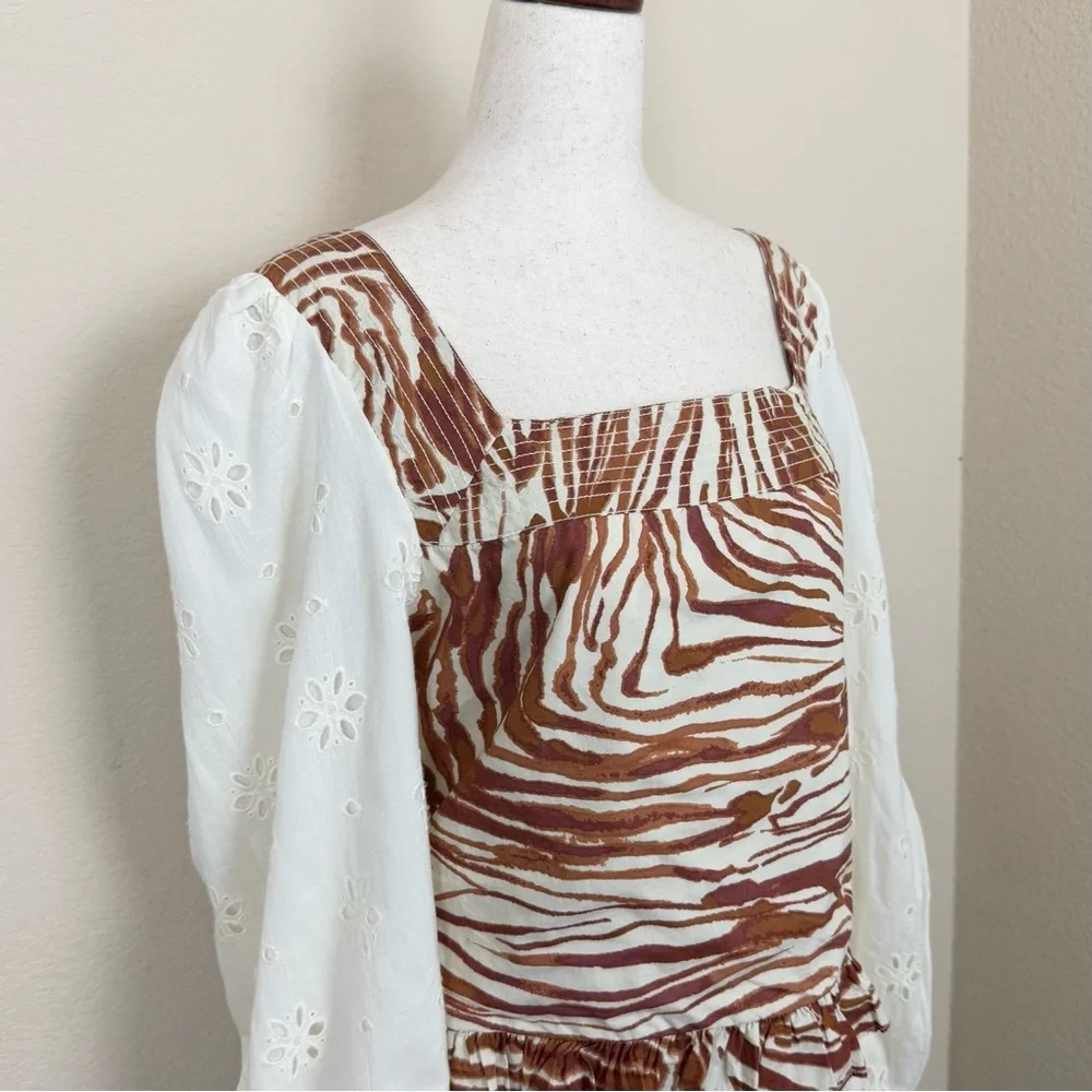 Anthropologie‎ Love The Label Smocked Puff-Sleeve Blouse